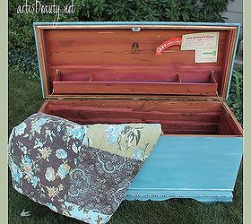 old cedar chest makeover, painted furniture, woodworking projects, the cedar inside still has the tags from when it was bought