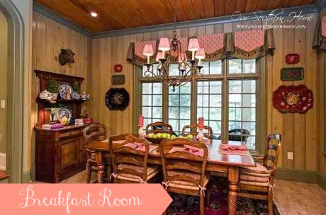 french country kitchen tour, home decor, kitchen design, kitchen island, The breakfast room is paneled in Cyprus paneling which was then painted in a watered down green wash The ceiling is paneled in stained pine