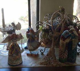 welcome to our christmas, christmas decorations, seasonal holiday decor, Half of our Jim Shores collection I have always loved his carved work and the COLORS wow