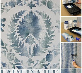 easy wall stencil how to use chalk paint to create a fabric effect, chalk paint, crafts, painted furniture, Fast and easy stencil finish rolling Chalk Paint through a Royal Design Studio Suzani stencil