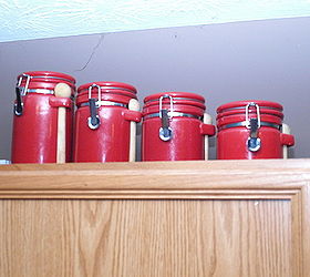 above cabinet decor, home decor, Use containers as decor and storage of dry goods