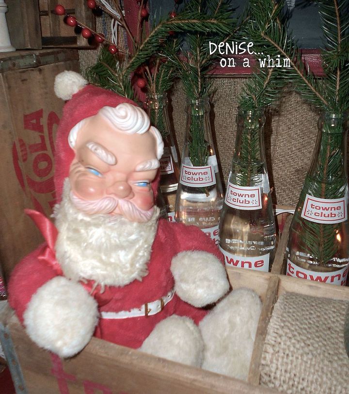 vintage santa and a soda crate, christmas decorations, repurposing upcycling, seasonal holiday decor, My mom s vintage Santa in an old soda crate