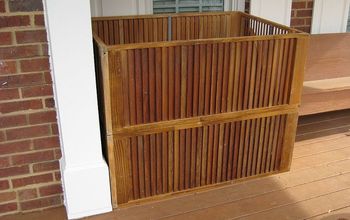 Outdoor storage created from discarded wooden slatted doors.