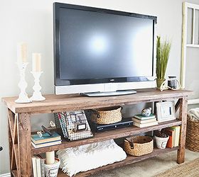 diy rustic tv console, electrical, home decor, painted furniture, rustic furniture, The stain used on this piece is Minwax special walnut