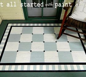 painted on front porch rug, painting, porches, Porch Rug Painted onto Landing