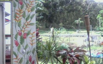 Learned how to do one-stroke painting & went crazy painting tropical flowers all over my patio,