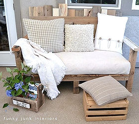 pallet paradise, pallet projects, A Pallet Sofa This is by Funky Junk Interiors Donna Not only is this built from pallets she did this completely on her own w out any plans