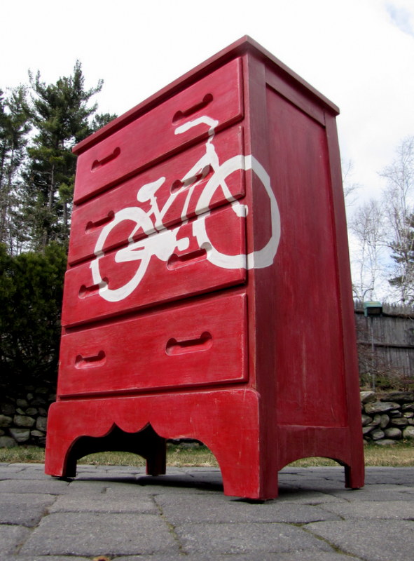 an inspired bike dresser, painted furniture