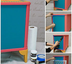 how to stencil a recessed furniture panel the easy way, painted furniture