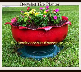 recycled tire planter project, flowers, gardening, repurposing upcycling
