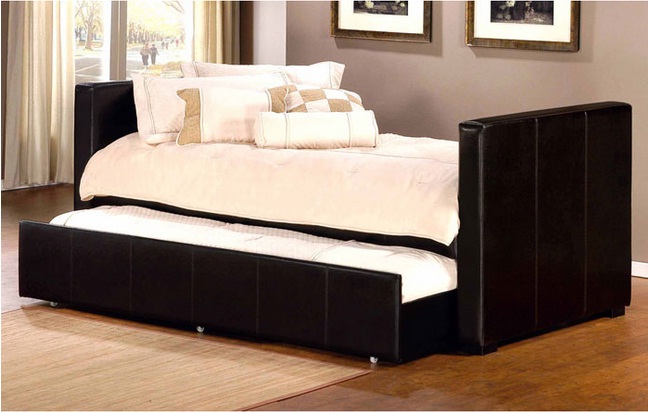 marcella backless leather daybed with trundle, Marcella Backless Leather Daybed with Trundle