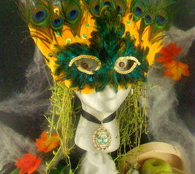 fall decor and a masquerade, seasonal holiday d cor, Does she look familiar It s Betty Bling in disguise of course Betty got a new mask and jewelry for the fall season