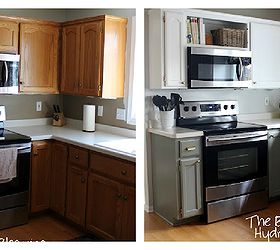 from oak to awesome painted gray and white kitchen cabinets, kitchen design, painting