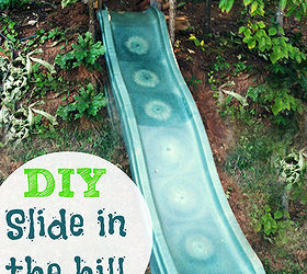 diy make a slide in the hill side or yard easy fun for the kids, diy, outdoor living, repurposing upcycling, woodworking projects, We made this slide with scrap wood the cost of a used slide 25 bought on Craigslist Follow these steps to make your own If you have a hillside in the back yard this is perfect yourmodernfamily com