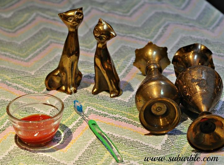 bring brass back and how to clean it naturally, cleaning tips, For simple fixes and a general polishing up use ketchup and a toothbrush