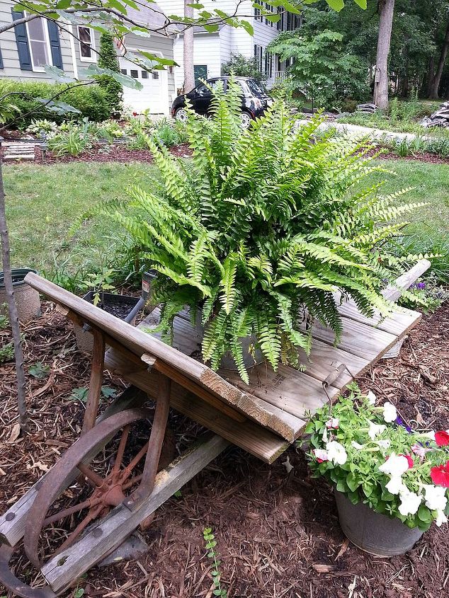 antique wheelbarrow, gardening, repurposing upcycling