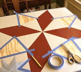 painting a barn quilt for your garden shed, crafts, painting, taping the sections off the blue painters tape bled a little so recommend frogtape
