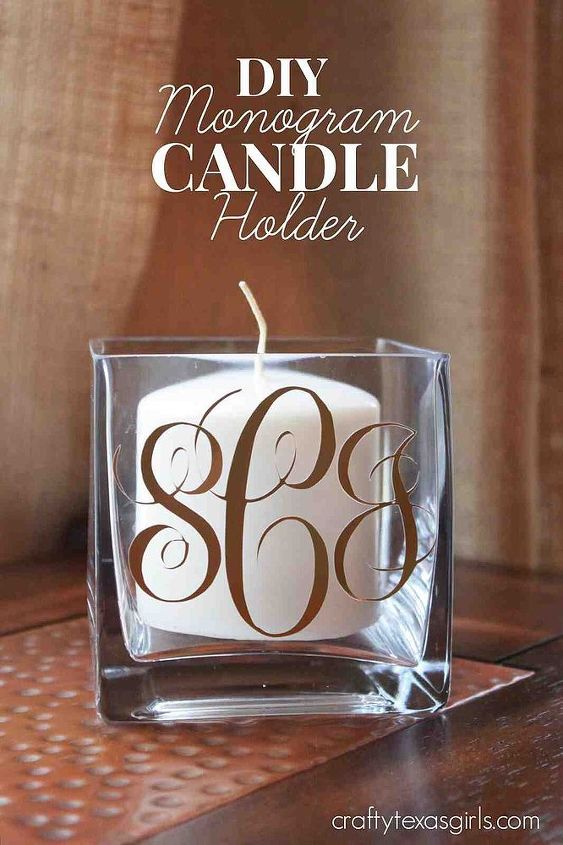 diy monogram candle holder, crafts, Create a personalized monogram using your Silhouette Cameo