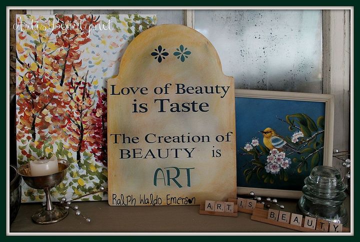 come on over and see how i how i made this fun little sign the creation of beauty is, crafts, home decor