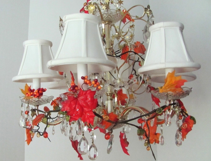 my autumn chandelier, crafts, seasonal holiday decor, Here is the chandelier