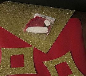diy wrap it up like santa, christmas decorations, crafts, seasonal holiday decor, I went shopping and purchased some black and red rolled paper gold glitter scrapbook paper and Santa Hat gift tags