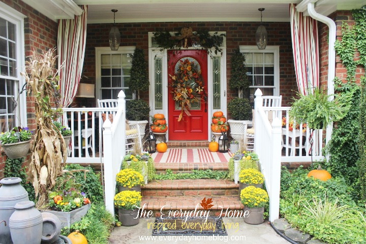 a southern fall front porch, doors, porches, seasonal holiday decor, wreaths, She may be small but she packs a lot of punch Come on over to The Everyday Home and visit this Southern Lady