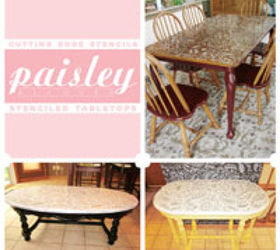stencil your tabletops with cutting edge stencils, painted furniture, Paisley Allover Stenciled Tabletops