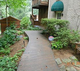pathways, gardening, landscape, lawn care, This wooden bridge pathway is a nice accent for this house