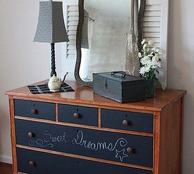 i got to collect and decorate for a family in need, chalk paint, chalkboard paint, doors, home decor, painting, repurposing upcycling, A plain wooden dresser got dressed up with chalkboard painted drawers The two tall white shutters add emphasis to the pretty vintage mirror giving the entire dresser more presence