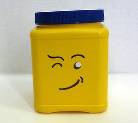 make your own lego head storage can, cleaning tips, repurposing upcycling, storage ideas, You can make happy or cute faces Just find expressions you like on your LEGO figures