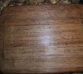 Vintage Recipe Transferred to a  Cutting Board