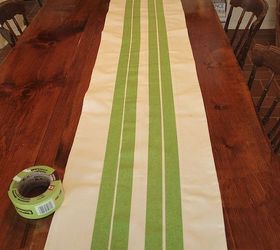 grain sack inspired table runner, home decor, Mark off the stripes with painter s tape and paint the fabric with acrylic latex or chalk paint