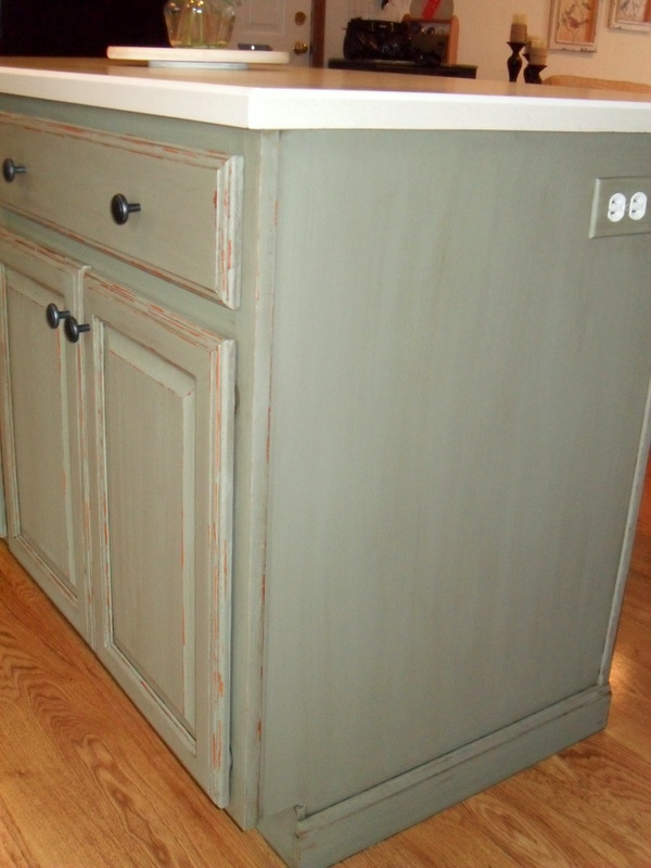 painting my kitchen island with annie sloan chalk paint, I did light distressing