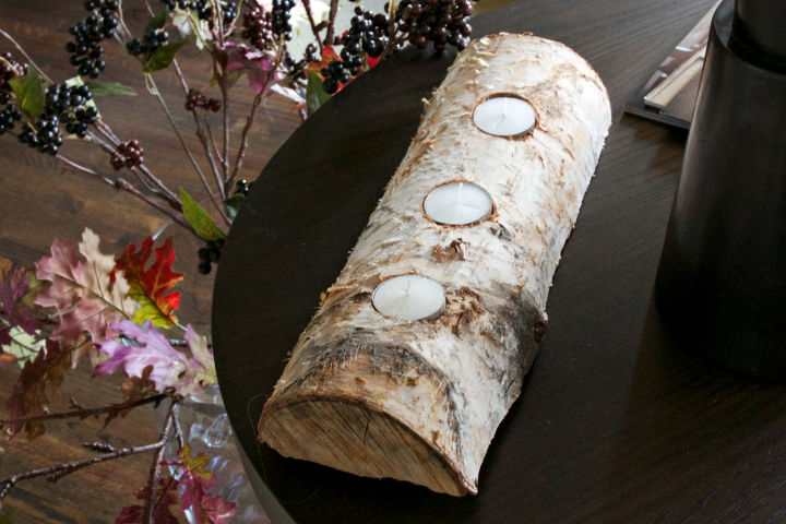 diy birch hearthside tealight votive, crafts
