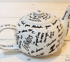 diy oil sharpie quote tea pot gift idea, crafts, repurposing upcycling