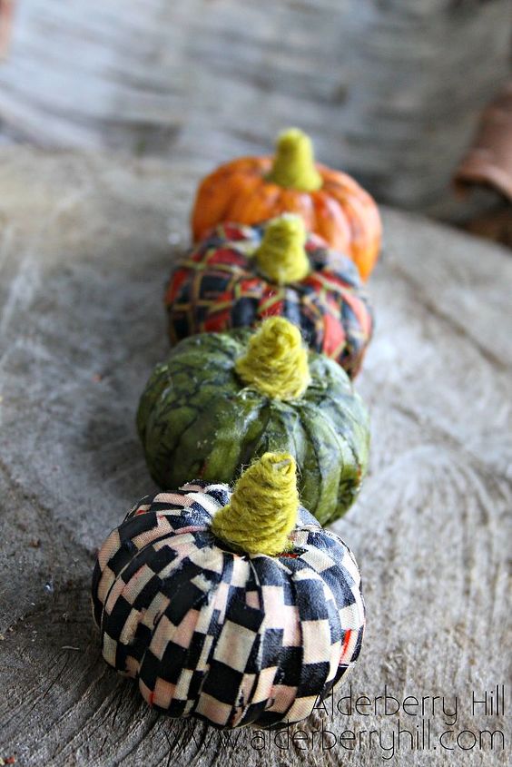 fabric covered pumpkins, crafts, decoupage