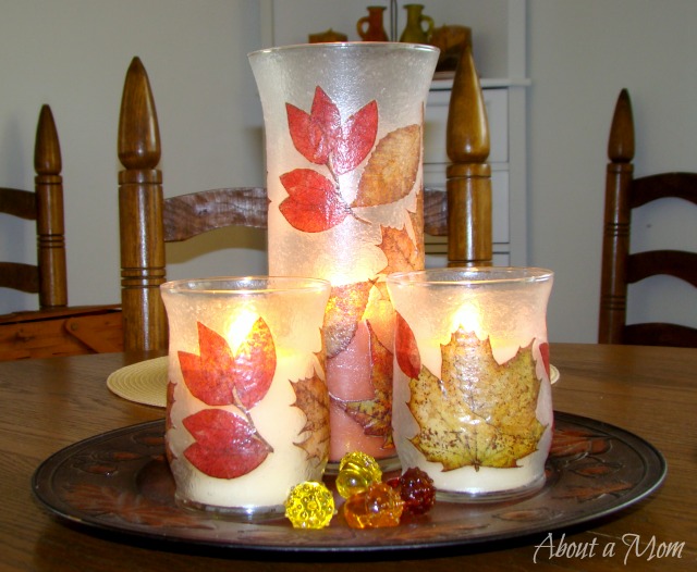 fall decoupage candle holder, crafts, decoupage, seasonal holiday decor