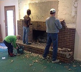 home remodeling, diy, fireplaces mantels, living room ideas, paint colors, wall decor, The brick wall coming down