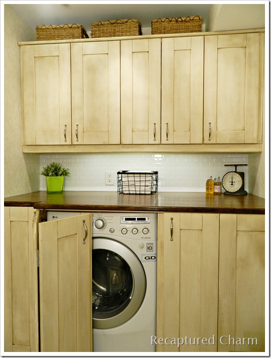 laundry room powder room, bathroom ideas, home decor, laundry rooms, Concealed Laundry machines with Ikea doors that were painted and glazed