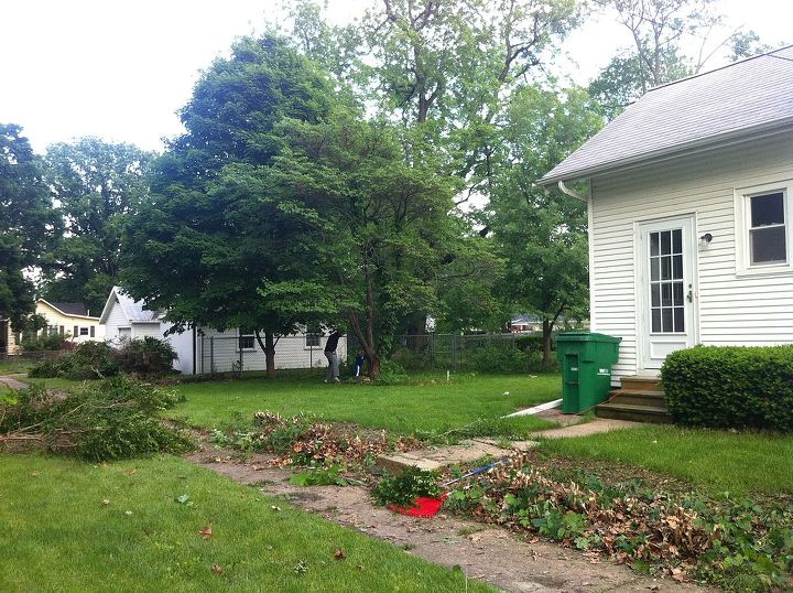side yard looking to back wanting to get rid of that tree w rock garden and white, gardening, Side yard looking to back wanting to get rid of that tree w rock garden and white picket fence