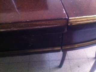 hey any advice on the best way to reattach the metal piece that fell off the rim of, painted furniture