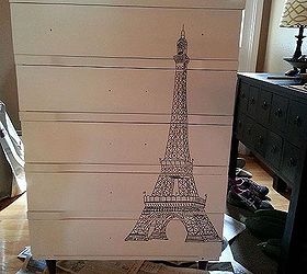 eiffel tower dresser, painted furniture, I used a permanent marker It took awhile but wasn t too time consuming