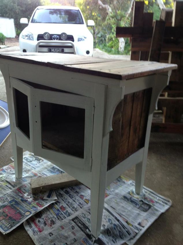 vanity turned multi purpose cupboard trolley, painted furniture, repurposing upcycling, awaiting the finishing touches