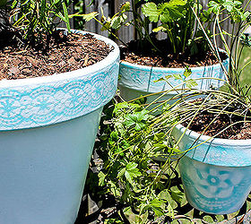 painted lace pots, crafts, gardening, painting