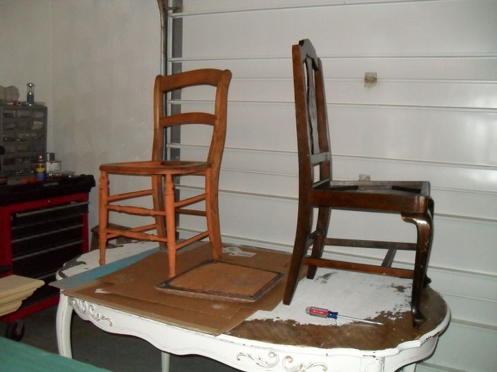the brides chair a keepsake for my daughter, painted furniture, I started with the chair on the right