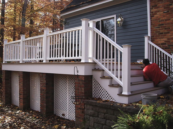 this is a deck that we removed the old rotting deck boards and rails and replaced, decks, outdoor living, painting