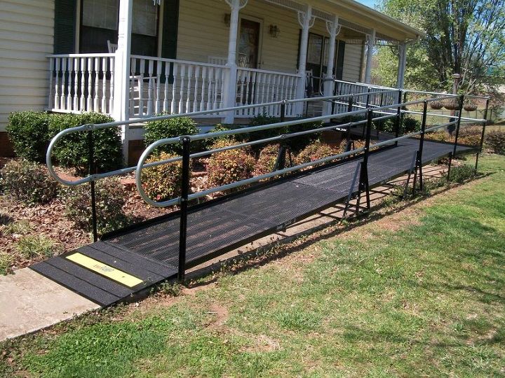 this is a green ramp made of recycled steel we also have recycled rubber, curb appeal, go green, repurposing upcycling, This is a green ramp made of recycled steel We also have recycled rubber thresholds and landings made from old tires Are there other green accessibility products