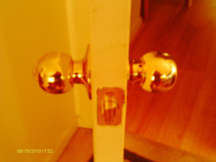 cutting new door to receive knob and hinges, Attractive door knobs work well because we measured so carefully and used a level while drilling Adds to functionallity and makes the room more attractive Yeah