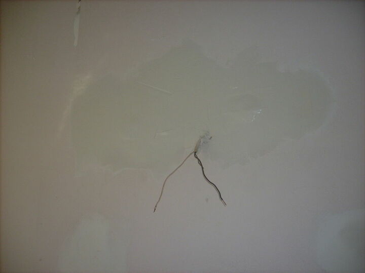 master bathroom, picture of how the wall looked after fixing