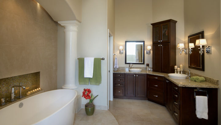 our homeowners expressed a desire to change their early 90 s inspired pink bathroom, bathroom ideas, home decor, Creating a spa like bathroom takes more that putting together its various components as illustrated here it takes a unifying vision of how to bring everything together in a balance of function style and beauty